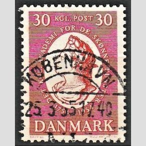 FRIM�RKER DANMARK | 1954 - AFA 357 - Kunstakademiet 200 �r - 30 �re r�d - Pragt Stemplet