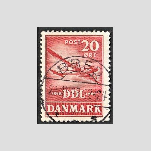 FRIMRKER DANMARK | 1943 - AFA 282 - Danske Luftfartselskab 25 r - 20 re rd - Pragt Stemplet Bred