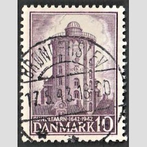 FRIM�RKER DANMARK | 1942 - AFA 273 - Rundet�rn 10 �re violet - Lux Stemplet Br�nderslev