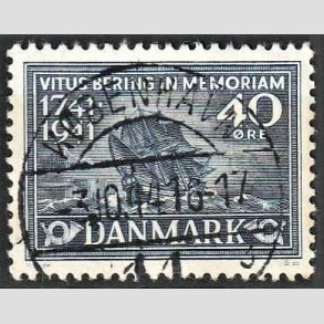 FRIM�RKER DANMARK | 1941 - AFA 272 - Vitus Bering 40 �re bl� - Lux Stemplet K�benhavn