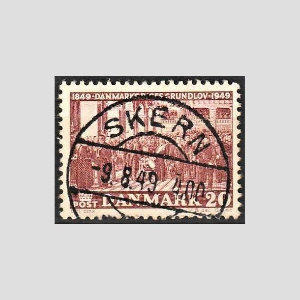 FRIMRKER DANMARK | 1949 - AFA 315 - Grundloven 100 r - 20 re rdbrun - Lux Stemplet Skern