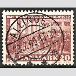 FRIM�RKER DANMARK | 1949 - AFA 315 - Grundloven 100 �r - 20 �re r�dbrun - Lux Stemplet Allinge