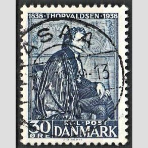 FRIM�RKER DANMARK | 1938 - AFA 251 - Thorvaldsen 30 �re bl� - Lux Stemplet Asaa