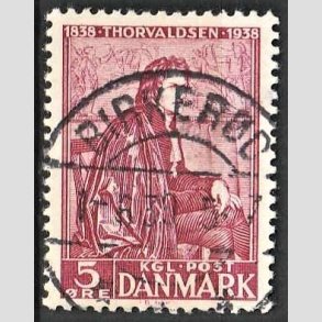FRIM�RKER DANMARK | 1938 - AFA 249 - Thorvaldsen 5 �re r�dlilla - Lux Stemplet Birker�d
