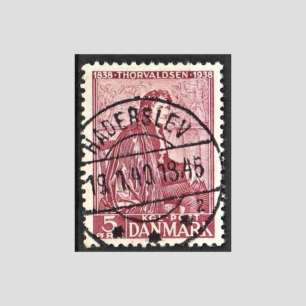 FRIMRKER DANMARK | 1938 - AFA 249 - Thorvaldsen 5 re rdlilla - Lux Stemplet Haderslev