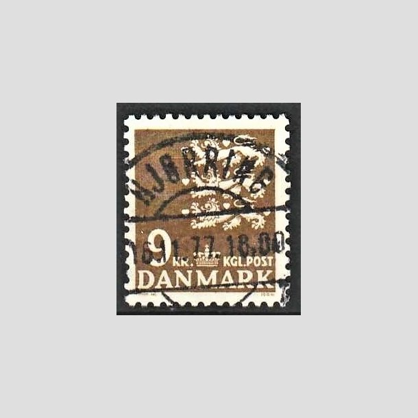 FRIMRKER DANMARK | 1977 - AFA 648 - Rigsvben 9 Kr. olivenbrun - Lux Stemplet Hjrring