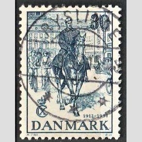 FRIM�RKER DANMARK | 1937 - AFA 242 - Chr. X 25 �re jubil�um 30 �re bl� - Lux Stemplet Ryslinge