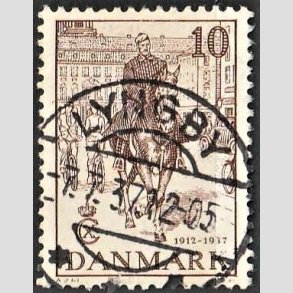 FRIM�RKER DANMARK | 1937 - AFA 240 - Chr. X 25 �re jubil�um 10 �re brun - Lux Stemplet Lyngby