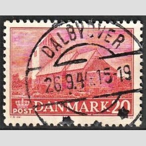 FRIM�RKER DANMARK | 1944 - AFA 287 - Landsbykirker - 20 �re r�d - Pragt Stemplet Dalbyover