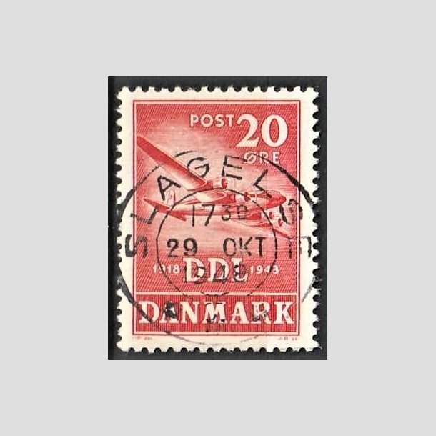 FRIMRKER DANMARK | 1943 - AFA 282 - Danske Luftfartselskab 25 r - 20 re rd - Pragt Stemplet Slagelse