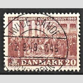 FRIM�RKER DANMARK | 1949 - AFA 315 - Grundloven 100 �r - 20 �re r�dbrun - Lux Stemplet Hvide Sande