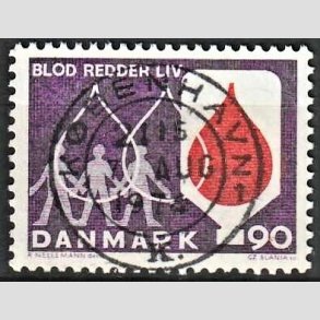 FRIM�RKER DANMARK | 1974 - AFA 558 - Bloddonorsagen - 90 �re violet/r�d - Pragt Stemplet K�benhavn