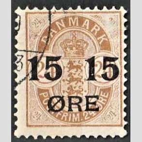 FRIMRKER DANMARK | 1904 - AFA 41z - 15/24 re brun provisorier med VARIANT - Pnt stemplet