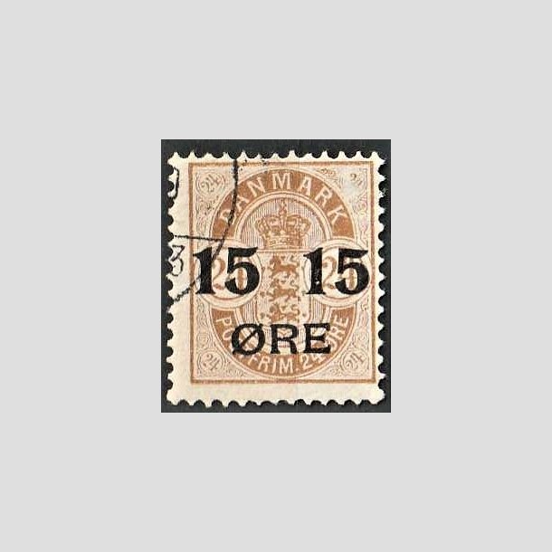 FRIMRKER DANMARK | 1904 - AFA 41z - 15/24 re brun provisorier med VARIANT - Pnt stemplet