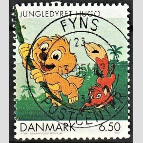 FRIMRKER DANMARK | 2002 - AFA 1309 - Danske tegneserier - 6,50 Kr. Jungledyret Hugo - Pragt Stemplet