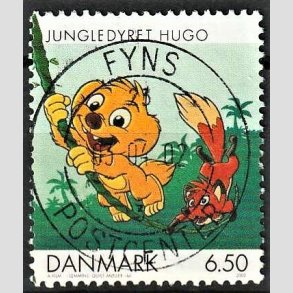 FRIMRKER DANMARK | 2002 - AFA 1309 - Danske tegneserier - 6,50 Kr. Jungledyret Hugo - Pragt Stemplet