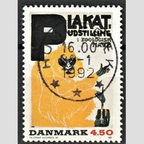 FRIM�RKER DANMARK | 1991 - AFA 1000 - Dansk Plakatkunst - 4,50 Kr. flerfarvet - Pragt Stemplet Humleb�k
