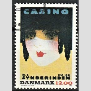 FRIMRKER DANMARK | 1991 - AFA 1002 - Dansk Plakatkunst - 12,00 Kr. flerfarvet - God til bedre gennemsnitskvalitet - Stemplet 