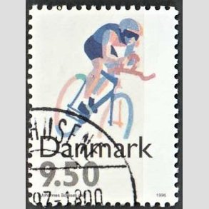 FRIMRKER DANMARK | 1996 - AFA 1114 - Sport - 9,50 Kr. flerfarvet - Pnt Stemplet