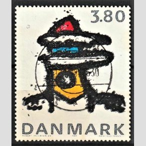 FRIMRKER DANMARK | 1985 - AFA 846 - Kunst af Robert Jacobsen - 3,80 Kr. flerfarvet - Lux Stemplet