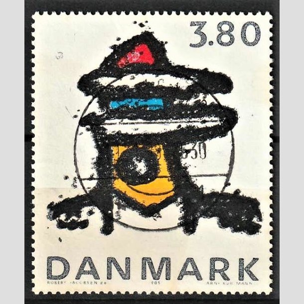 FRIMRKER DANMARK | 1985 - AFA 846 - Kunst af Robert Jacobsen - 3,80 Kr. flerfarvet - Lux Stemplet