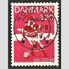 FRIM�RKER DANMARK | 1989 - AFA 935 - DBU 100 �r - 3,20 Kr. r�d/sort - Pragt Stemplet Roskilde