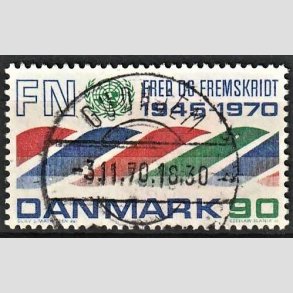 FRIM�RKER DANMARK | 1970 - AFA 507 - FN 25 �r. - 90 r�d/bl�/gr�n - Pragt Stemplet Gudhjem