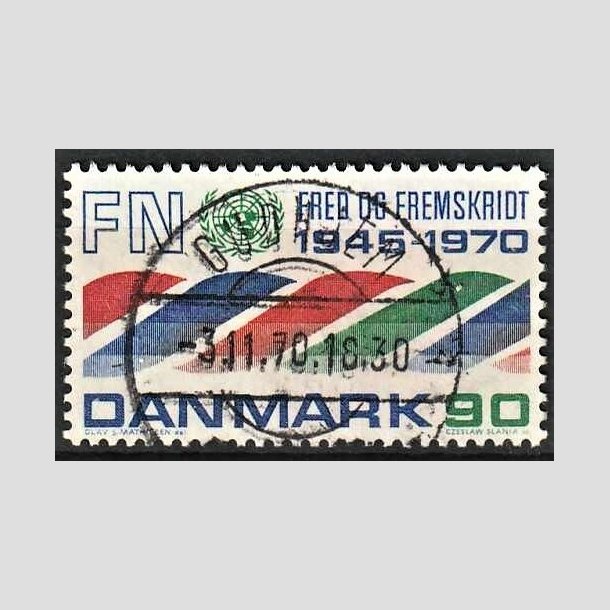 FRIMRKER DANMARK | 1970 - AFA 507 - FN 25 r. - 90 rd/bl/grn - Pragt Stemplet Gudhjem