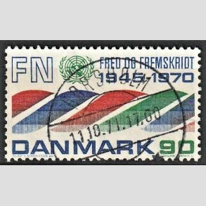 FRIM�RKER DANMARK | 1970 - AFA 507 - FN 25 �r. - 90 r�d/bl�/gr�n - Pragt Stemplet H�rsholm