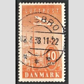 FRIM�RKER DANMARK | 1934 - AFA 216 - Ny Luftpost 10 �re gul - Lux stemplet