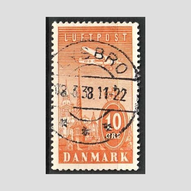 FRIMRKER DANMARK | 1934 - AFA 216 - Ny Luftpost 10 re gul - Lux stemplet