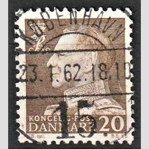FRIMRKER DANMARK | 1961-62 - AFA 393 - Fr. IX 20 re brun - Pragt Stemplet Kbenhavn