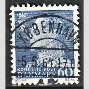 FRIMRKER DANMARK | 1961-62 - AFA 398 - Fr. IX 60 re bl - Pragt Stemplet Kbenhavn