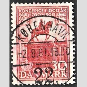 FRIM�RKER DANMARK | 1953-56 - AFA 354 - Kongeriget 1000 �r - 30 �re r�d - Pragt Stemplet