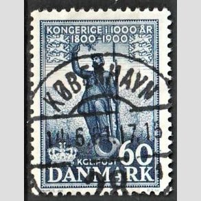 FRIM�RKER DANMARK | 1953-56 - AFA 355 - Kongeriget 1000 �r - 60 �re bl� - Pragt Stemplet K�benhavn