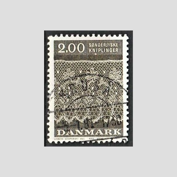 FRIMRKER DANMARK | 1980 - AFA 713 - Snderjyske kniplinger - 2,00 Kr. grbrun - Pragt Stemplet Krus