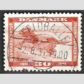 FRIM�RKER DANMARK | 1961 - AFA 392 - Naturfredningsforening 50 �r. - 30 �re brunr�d - Pragt Stemplet Feldballe