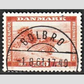 FRIM�RKER DANMARK | 1961 - AFA 392 - Naturfredningsforening 50 �r. - 30 �re brunr�d - Pragt Stemplet Bolbro