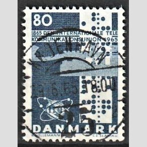 FRIM�RKER DANMARK | 1965 - AFA 434 - Telekommunikation 100 �r - 80 �re bl� - Lux Stemplet