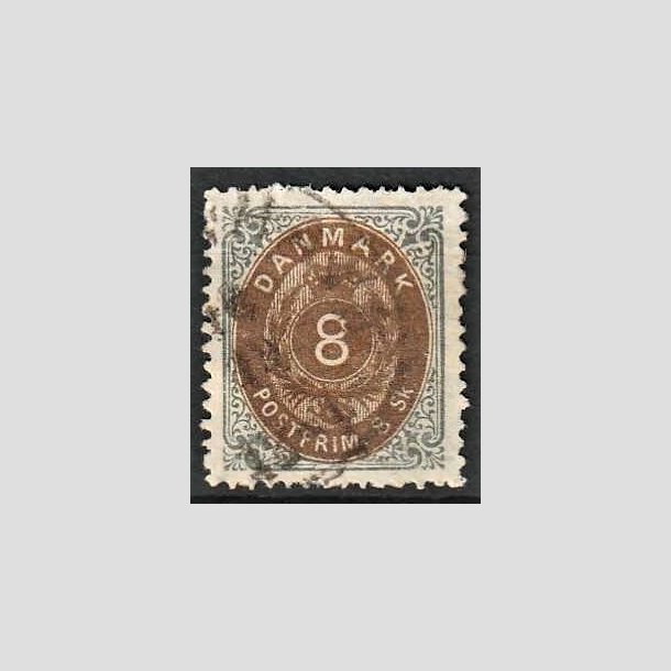 FRIMRKER DANMARK | 1871-74 - AFA 19 - 8 Skilling gr/brun - Stemplet 