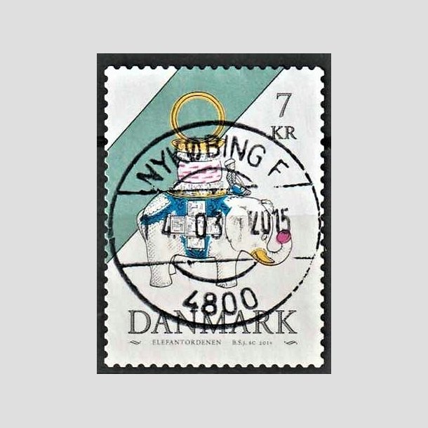 FRIMRKER DANMARK | 2015 - AFA 1812 - Danske ordener - 7,00 Kr. flerfarvet - Pragt Stemplet