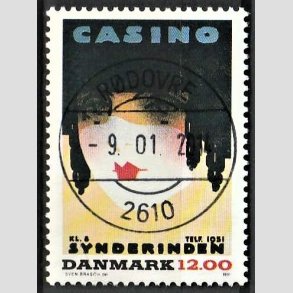 FRIM�RKER DANMARK | 1991 - AFA 1002 - Dansk Plakatkunst - 12,00 Kr. flerfarvet - Pragt Stemplet 
