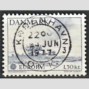 FRIM�RKER DANMARK | 1977 - AFA 636 - Europam�rke 1,30 Kr. bl� - Lux Stemplet 