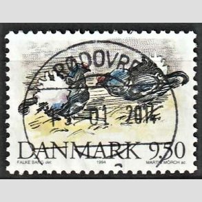 FRIMRKER DANMARK | 1994 - AFA 1079 - Truede danske dyr - 9,50 Kr. Urfugl - Pragt Stemplet 