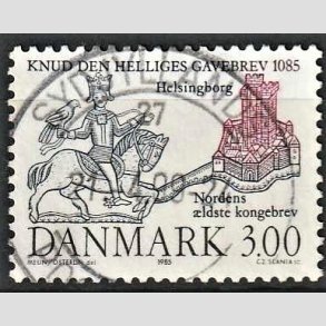 FRIM�RKER DANMARK | 1985 - AFA 835 - Domkirken i Lund - 3,00 Kr. m�rkbl�/lilla - Pragt Stemplet