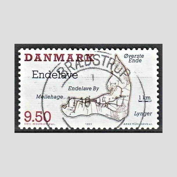 FRIMRKER DANMARK | 1995 - AFA 1089 - Danske smer - 9,50 Kr. flerfarvet - Pragt Stemplet Brdstrup