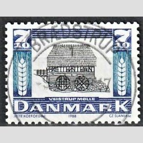 FRIM�RKER DANMARK | 1988 - AFA 920 - Gamle m�ller - 7,10 Kr. m�rkbl�/bl�/sort - Lux Stemplet Br�dstrup