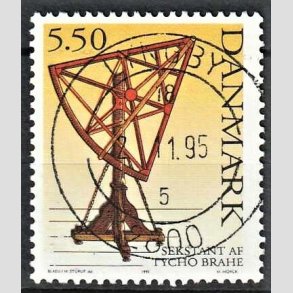 FRIM�RKER DANMARK | 1995 - AFA 1102 - Tycho Brahe - 5,50 Kr. flerfarvet - Lux Stemplet Lyngby