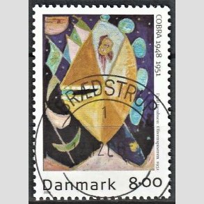 FRIM�RKER DANMARK | 2006 - AFA 1487 - COBRA-malere - 8,00 Kr. flerfarvet - Pragt Stemplet Br�dstrup