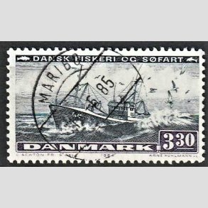 FRIM�RKER DANMARK | 1984 - AFA 811 - Fiskeri og s�fart - 3,30 Kr. sortbl�/violet - Pragt Stemplet Maribo